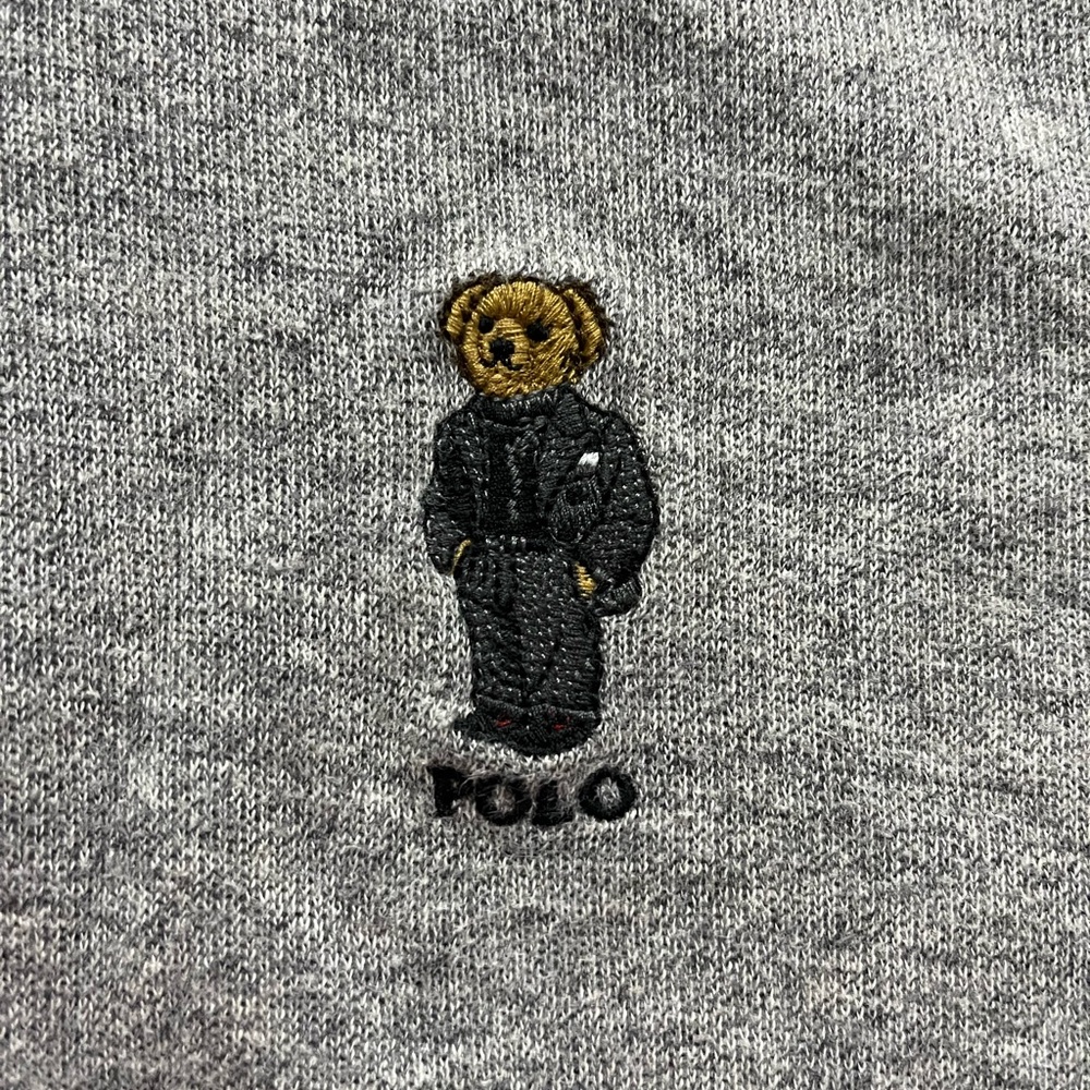 Ralph Lauren Polo Bear Light Gray Quarter-Zip Pullover with Branded Zipper XL